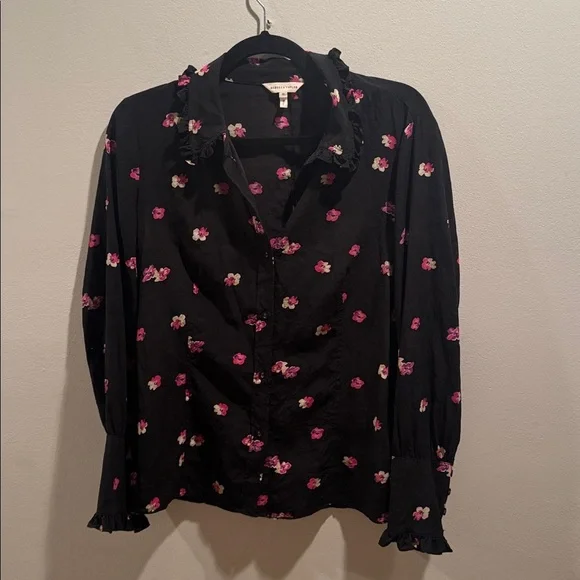 Rebecca Taylor Floriana Stretch Floral Blouse 10 - Picture 2 of 9